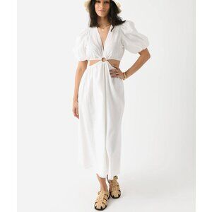 Deluc Pisarro Cut Out Detail Dress with in White Cotton | Size M